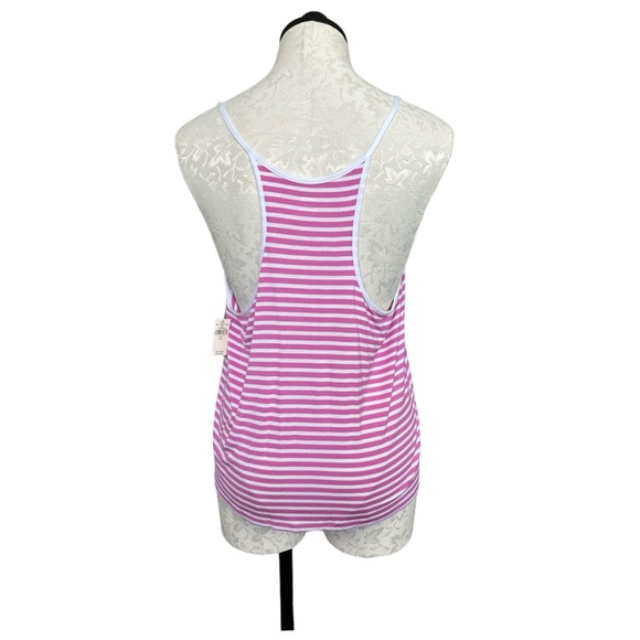 Aerie NEW Pajama Henley Tank Top Pink & White Stripes Racerback Size Large - Picture 5 of 15